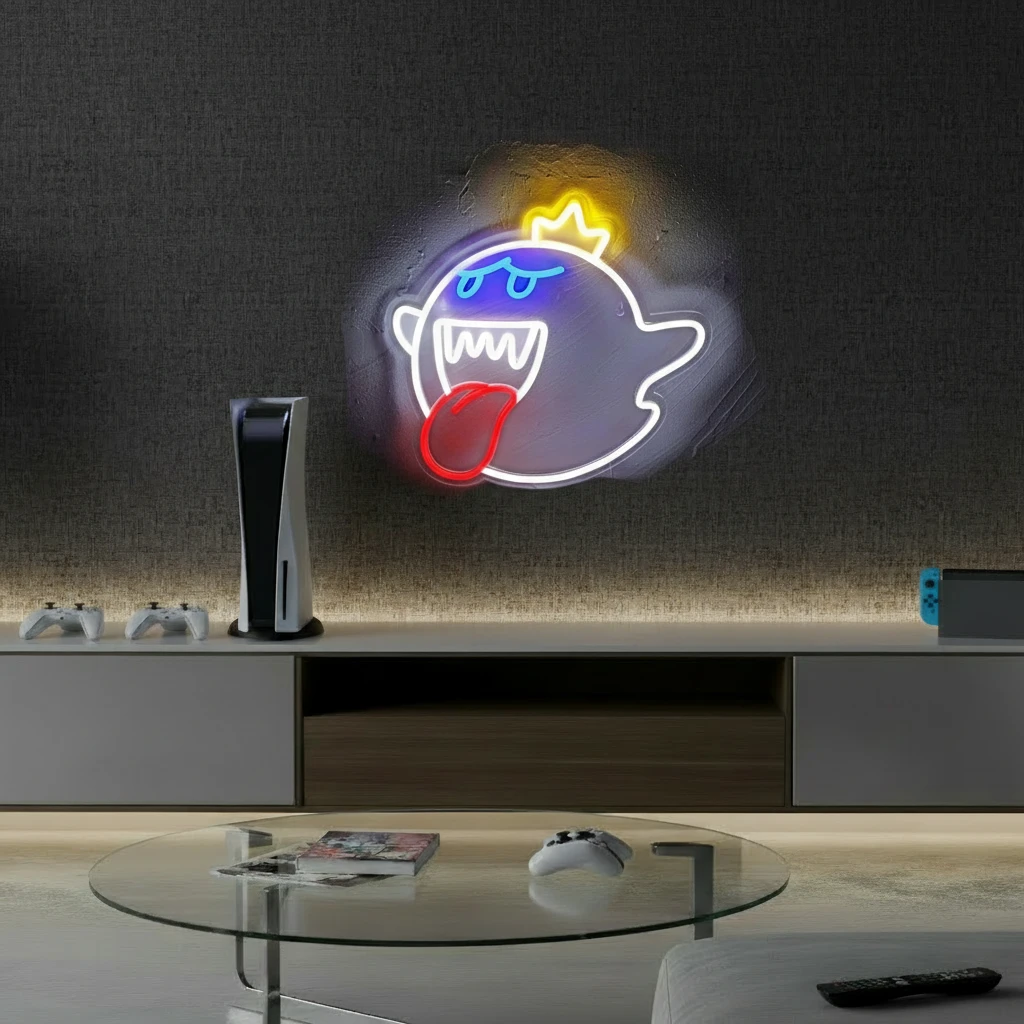 The Ghost Face Cartoon LED Neon Sign Boy Gaming Room Sign by Neonchics