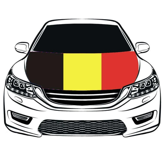 Belgium Car Hood Cover Flag ,Banner The Kingdom Of Belgium Engine Flag,3.3X5ft,100% Polyester Elastic Fabrics Can be Washed by flagsshop