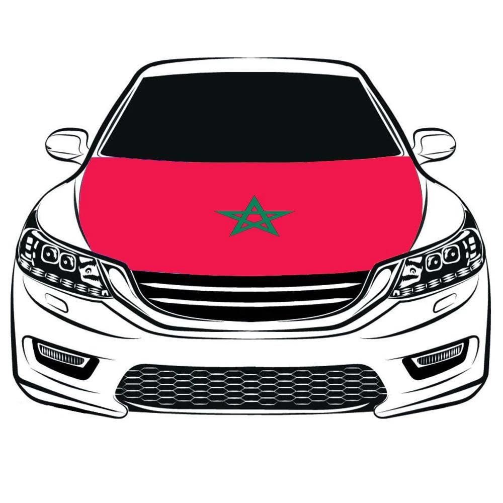 Moroccan flag，Car Hood Cover Flag of Morocco, Engine Banner Le Royaume du Maroc‎ Flags,3.3X5ft/6X7FT,100% Polyester Elastic Fabrics Can be Washed by flagsshop