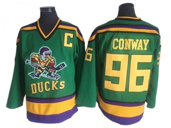 The Mighty Ducks #96 Charlie Conway Green Hockey Movie Jersey by Hockey David