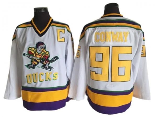 The Mighty Ducks #96 Charlie Conway White Hockey Movie Jersey by Hockey David