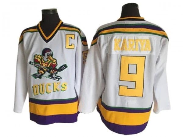 The Mighty Ducks #9 Paul Kariya White Hockey Movie Jersey (Copy) by Hockey David