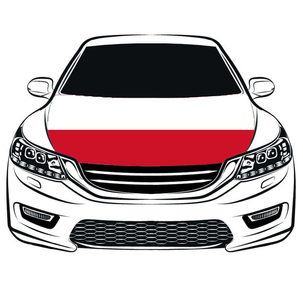 Flag of Poland, Car Hood Cover Flag ,The Republic Of Poland Engine Banner,3.3X5ft,/6X7FT100% Polyester Elastic Fabrics Can be Washed by flagsshop