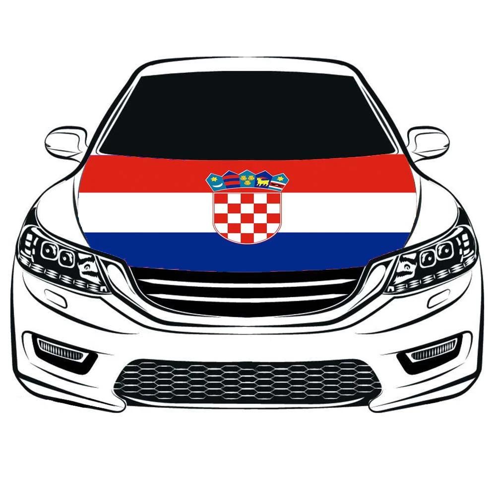 Croatia Flag, Car Hood Cover Flag The Republic of Croatia ,Republika Hrvatska Engine Banner,3.3X5ft/6X7FT,100% Polyester Elastic Fabrics Can be Washed by flagsshop