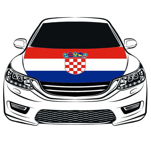 Croatia Flag, Car Hood Cover Flag The Republic of Croatia ,Republika Hrvatska Engine Banner,3.3X5ft/6X7FT,100% Polyester Elastic Fabrics Can be Washed by flagsshop