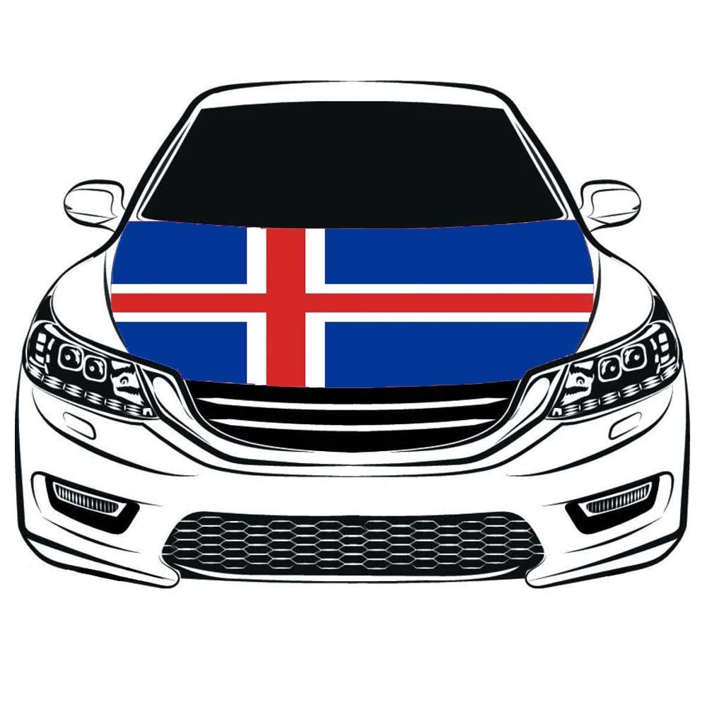 Falg of Iceland,Engine Flag,The Republic of Iceland Hood Cover Banner ,3.3X5ft,6X7FT100% Polyester Elastic Fabrics Can be Washed by flagsshop