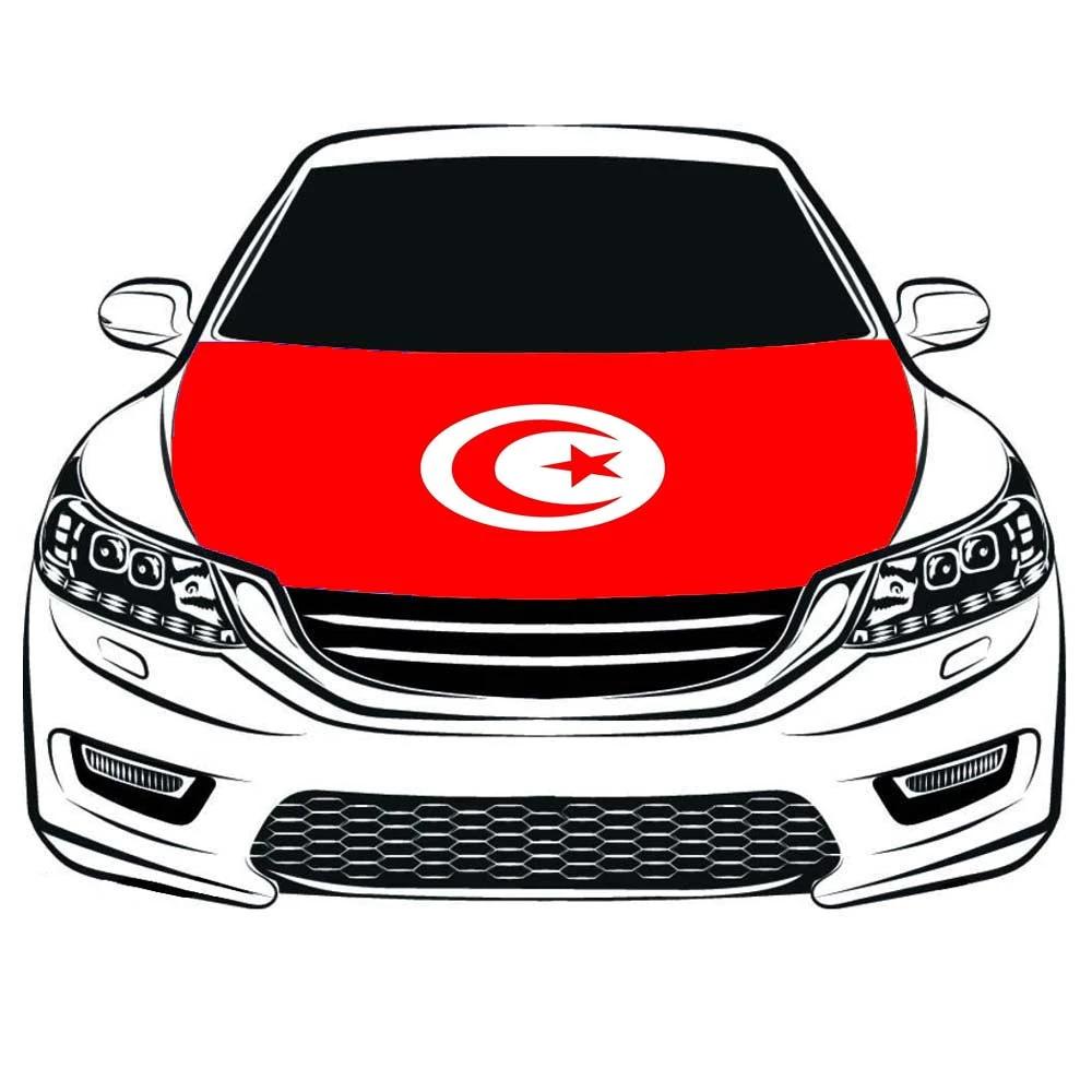 Tunisian flag，Tunisia Car Hood Cover Banner Flag ,Engine Flag,3.3X5ft,/6X7FT 100% Polyester Elastic Fabrics Can be Washed Suitable for large SUV and Pickup Trucks by flagsshop