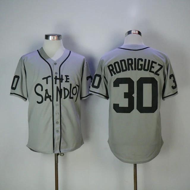 The Sandlot #30 Benny The Jet Rodriguez Movie Baseball Jersey Gray by My Store