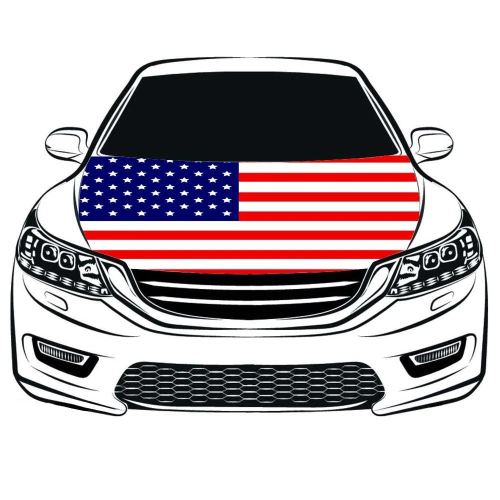 USA Car Hood Cover Flag ,America Banner ,The US Engine Flag,3.3X5ft,/6X7FT100% Polyester Elastic Fabrics Can be Washed by flagsshop