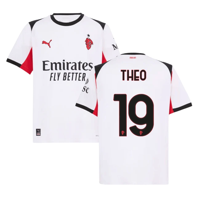 Theo Hernandez 19 AC Milan 2025-26 Away Men Jersey – White by Soccer Jersey