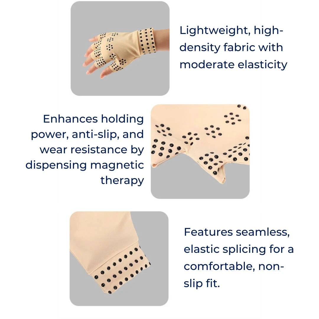 ThermaFlex Fingerless Arthritis Gloves | Magnetic Compression Gloves for Arthritis Pain Relief - Improved Circulation - Reduced Swelling Bowlift by Bowlift