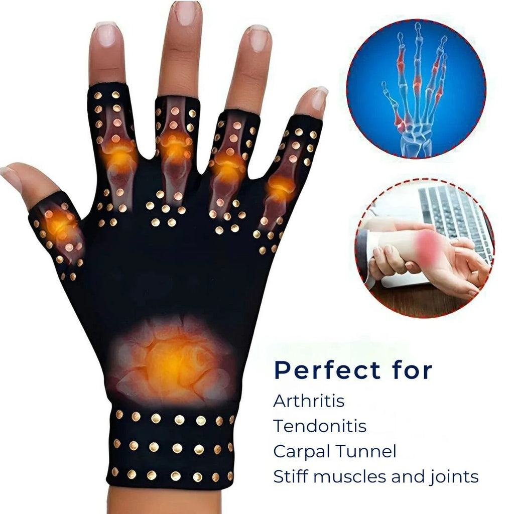 ThermaFlex Fingerless Arthritis Gloves | Magnetic Compression Gloves for Arthritis Pain Relief - Improved Circulation - Reduced Swelling Bowlift by Bowlift