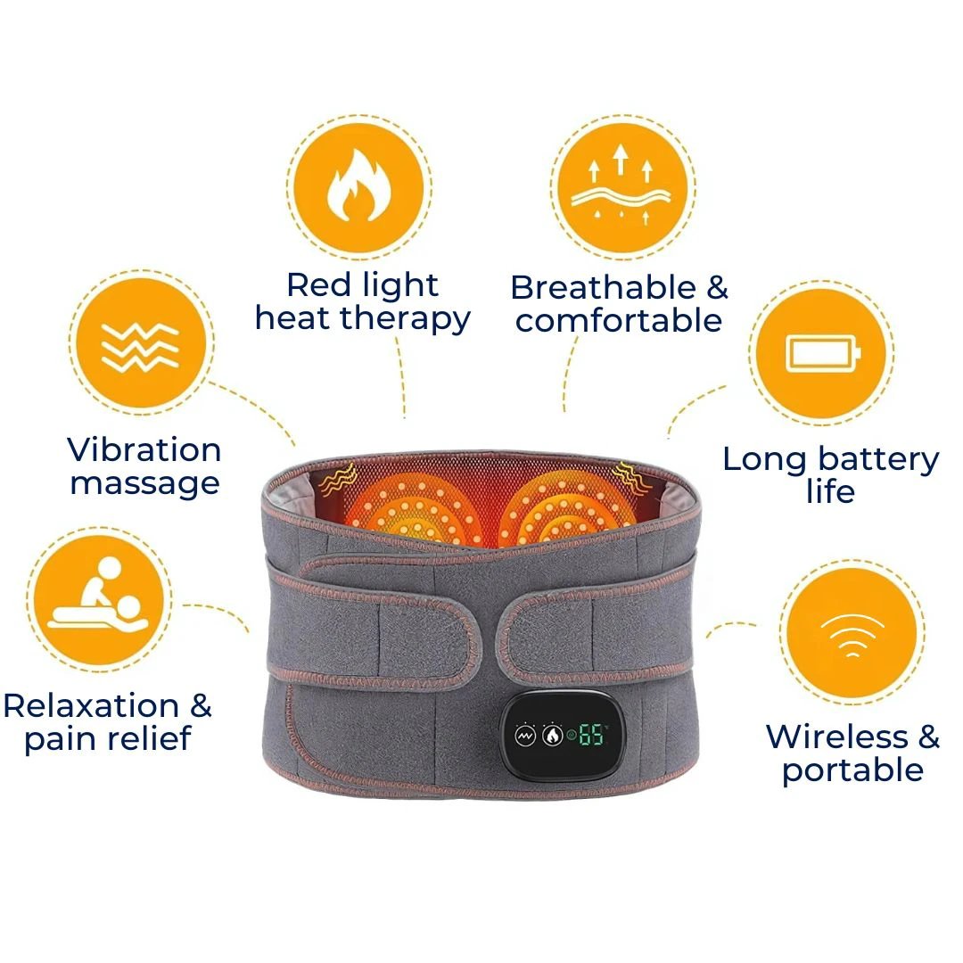 ThermaRelief Heated Belt for Back Pain | Red Light Therapy - Adjustable Belt - Relieves Back Pain - Relieves Muscle Tension - Improves Circulation Bowlift by Bowlift
