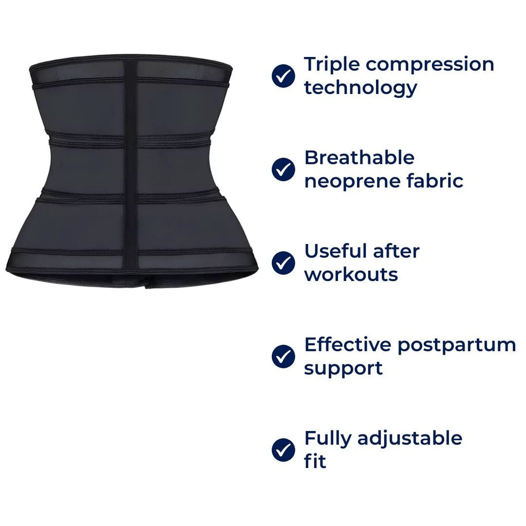 ThermoCore | Waist Trainer Belt – Triple Compression – Breathable Neoprene Fit – Post‑Workout & Postpartum Use Bowlift by Bowlift