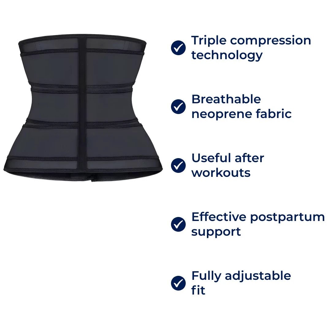 ThermoCore | Waist Trainer Belt – Triple Compression – Breathable Neoprene Fit – Post‑Workout & Postpartum Use Bowlift by Bowlift