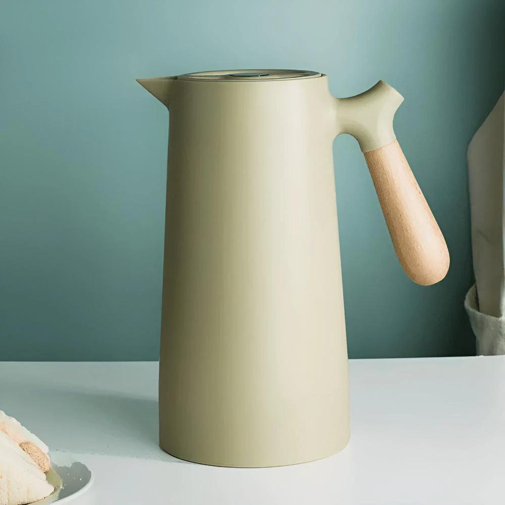 Thermora – Insulated Carafe with Wooden Handle | Stylish Vacuum Flask for Hot & Cold Drinks by BowLift
