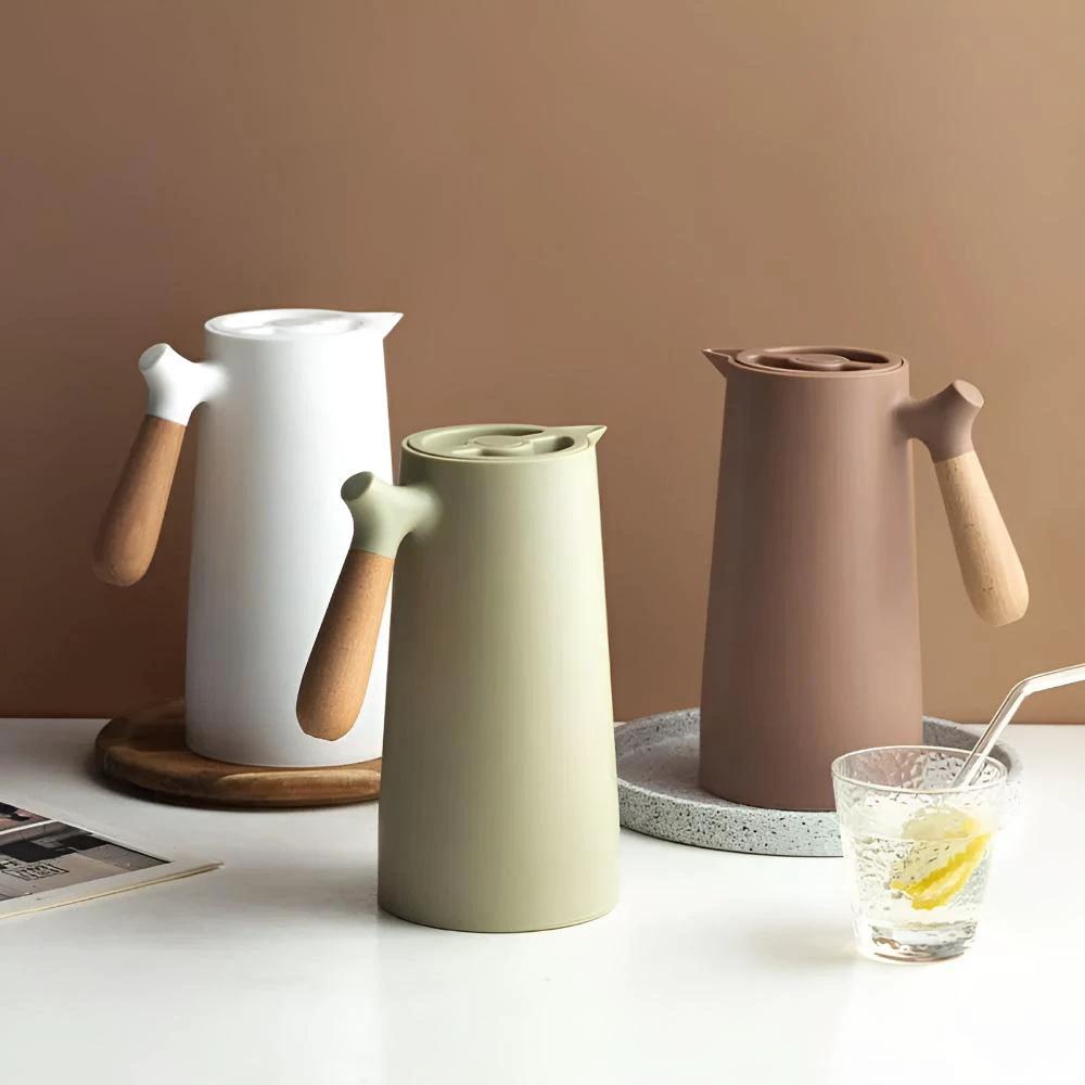 Thermora – Insulated Carafe with Wooden Handle | Stylish Vacuum Flask for Hot & Cold Drinks by BowLift