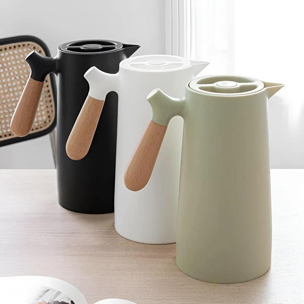 Thermora – Insulated Carafe with Wooden Handle | Stylish Vacuum Flask for Hot & Cold Drinks by BowLift