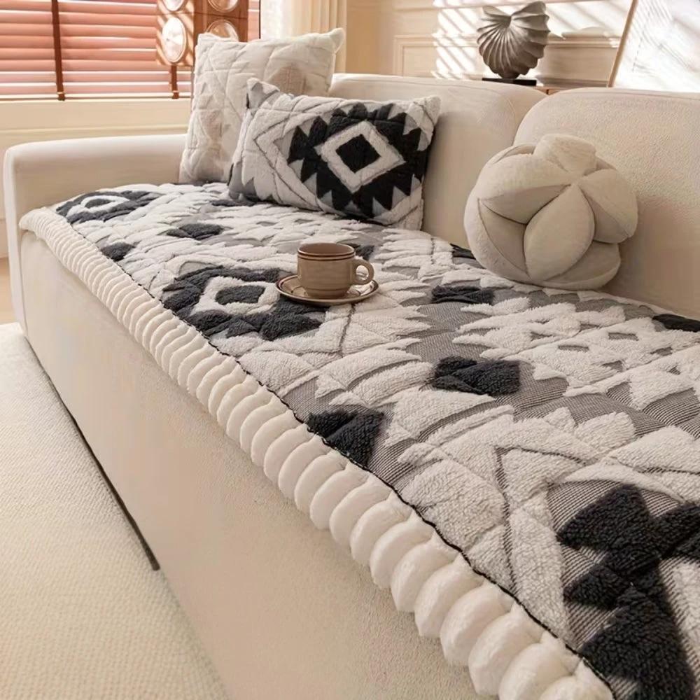 Thick Winter Quilted Plush Couch Cover by Casa & Beyond