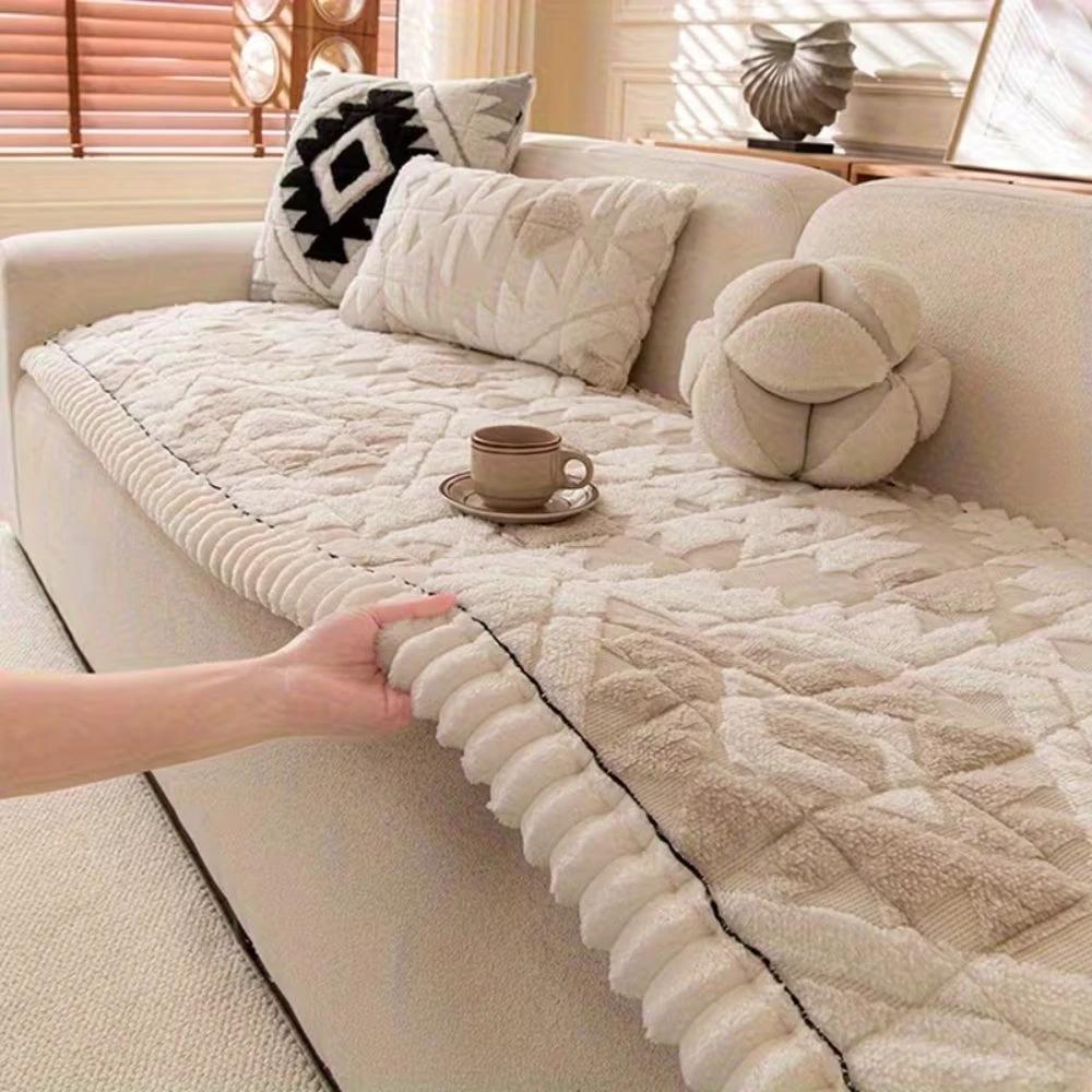 Thick Winter Quilted Plush Couch Cover by Casa & Beyond