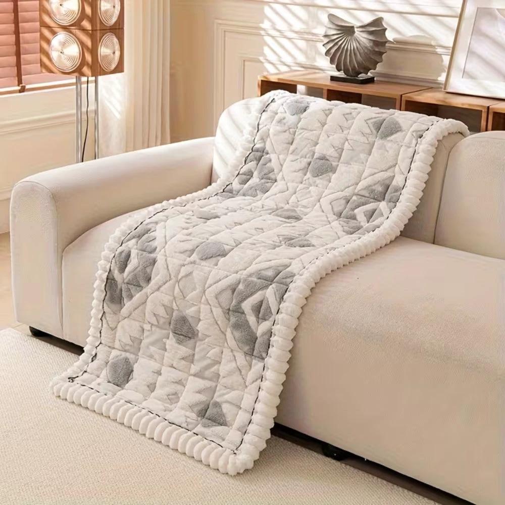 Thick Winter Quilted Plush Couch Cover by Casa & Beyond
