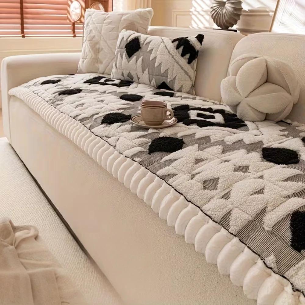 Thick Winter Quilted Plush Couch Cover by Casa & Beyond