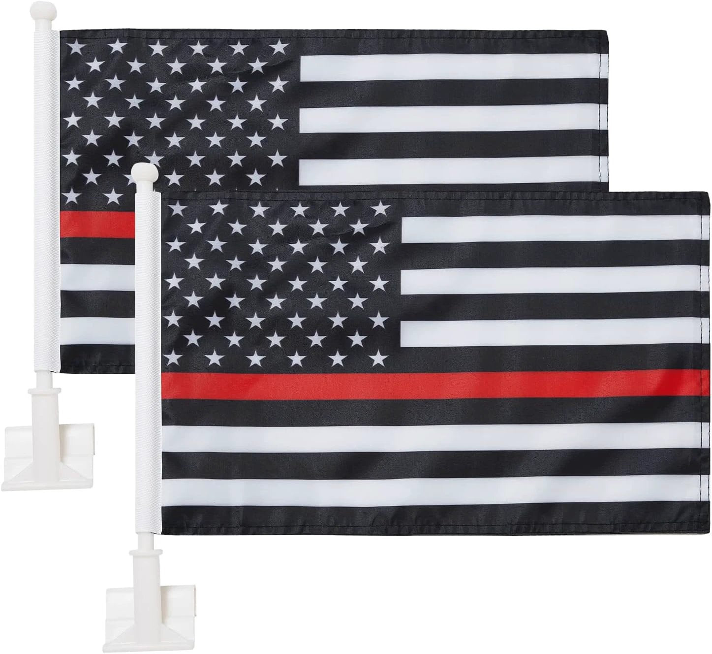 Thin Red Line flag Car Window Flag of US Police 11X18 Inch(28x46cm) 100% Polyester, Strong White Flagpole by flagsshop