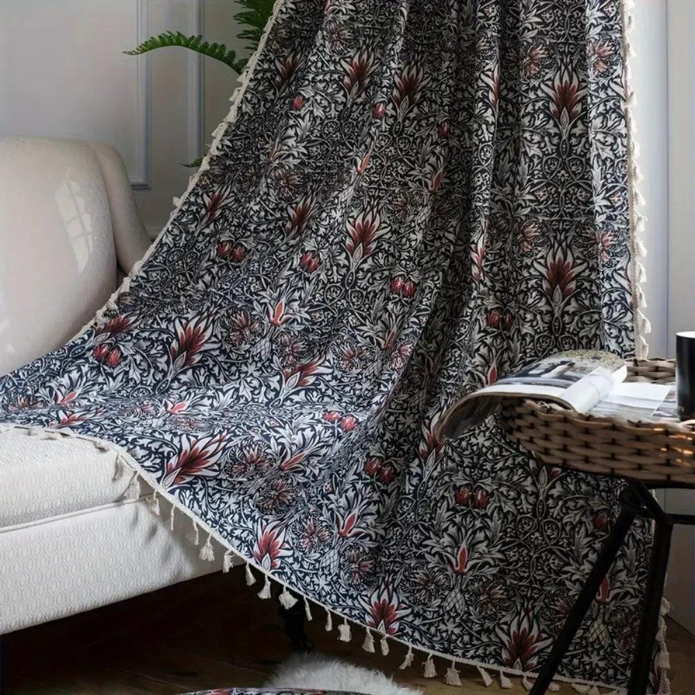 Thistle Ebonleaf Floral Tapestry Curtain by Casa & Beyond