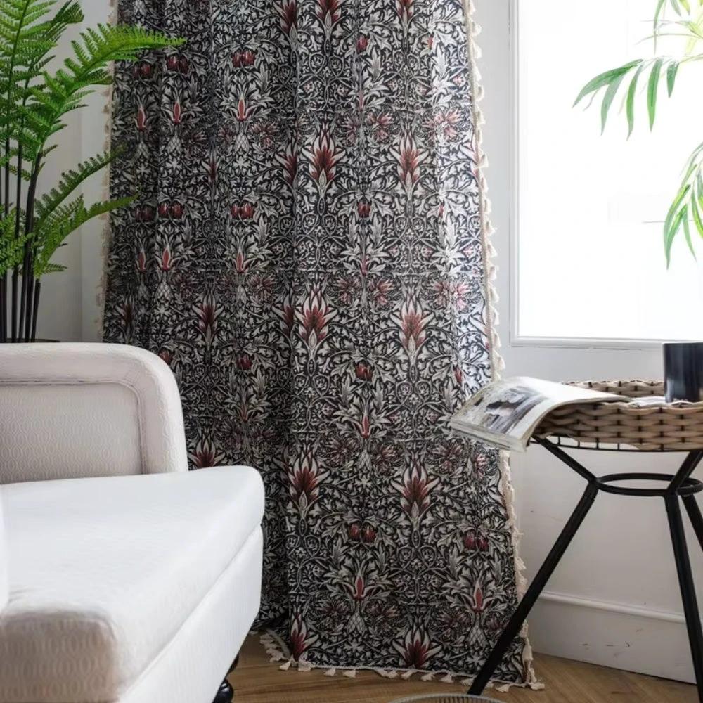 Thistle Ebonleaf Floral Tapestry Curtain by Casa & Beyond