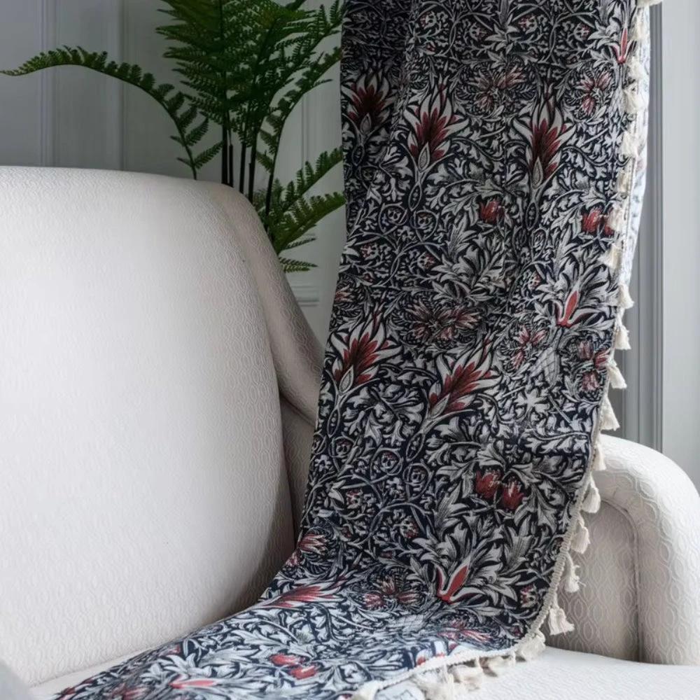 Thistle Ebonleaf Floral Tapestry Curtain by Casa & Beyond