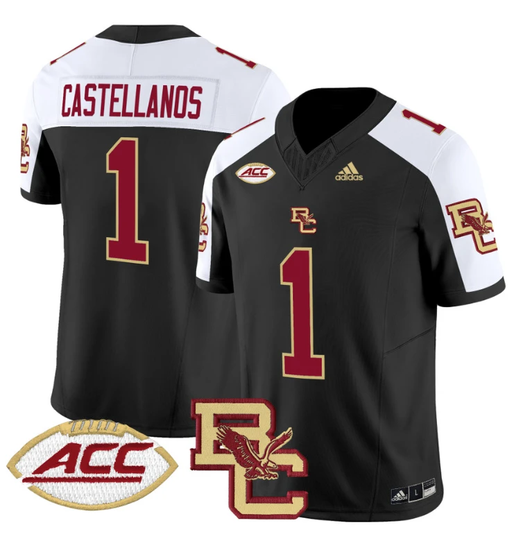 Thomas Castellanos Jersey #1 Boston College Eagles 2024 Stitched Black Alternate by NCAA Football Jersey