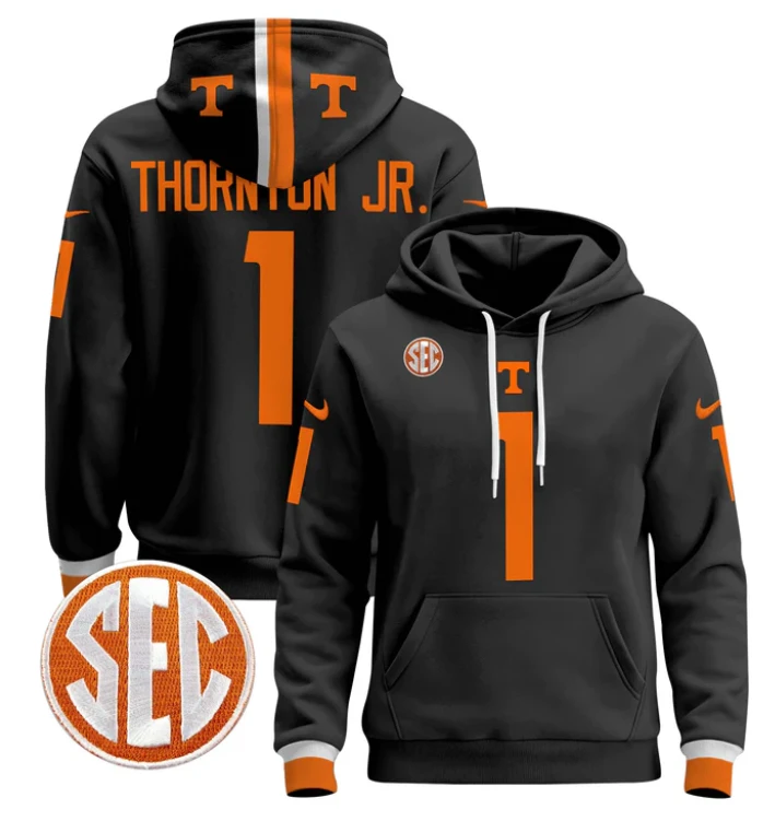 Thornton Jr Hoodie #1 Tennessee Volunteers Pullover Stitched by Hoodie Pullover