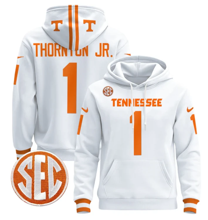 Thornton Jr Hoodie #1 Tennessee Volunteers Pullover Stitched by Hoodie Pullover