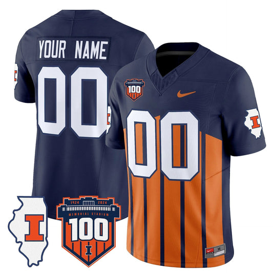 Custom Illinois Fighting Jersey Name, Number 100th Memorial Stadium Throwback by My Store