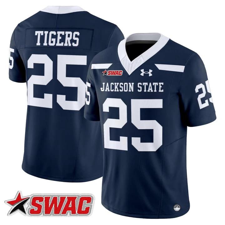 Tigers Jersey #25 Jackson State Tigers 2025 Vapor Limited Stitched by My Store NCAA Football Jerseys
