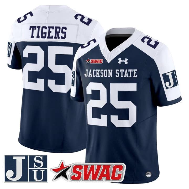 Tigers Jersey #25 Jackson State Tigers 2025 Vapor Limited Stitched by My Store NCAA Football Jerseys