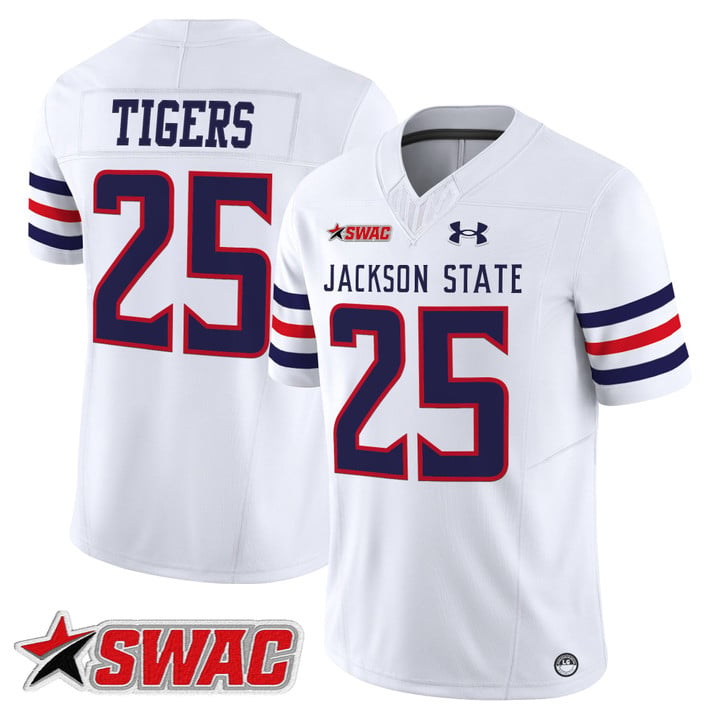 Tigers Jersey #25 Jackson State Tigers 2025 Vapor Limited Stitched by My Store NCAA Football Jerseys