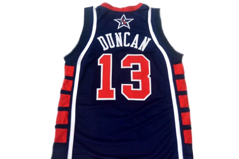 Tim Duncan Jersey #13 Team USA New Basketball Navy Blue by My store basketball