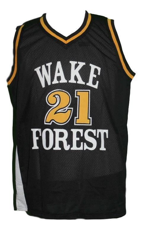Tim Duncan Jersey #21 Wake Forest College Basketball Sewn Black by My store basketball