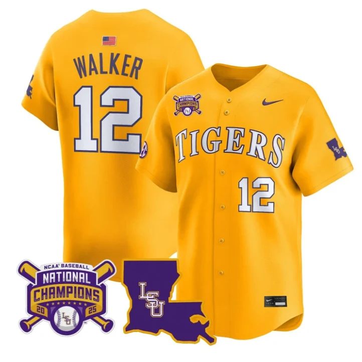 Todd Walker Jersey #12 LSU Tigers 2025 World Series Champions Stitched Gold by My Store