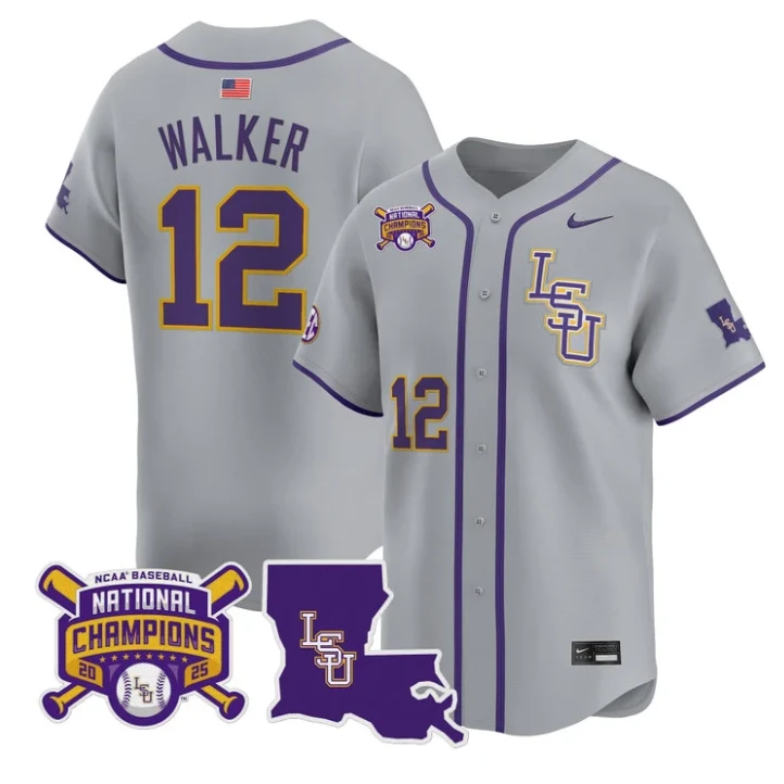 Todd Walker Jersey #12 LSU Tigers 2025 World Series Champions Stitched Gray by My Store