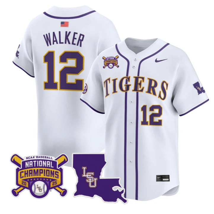 Todd Walker Jersey #12 LSU Tigers 2025 World Series Champions Stitched White by My Store