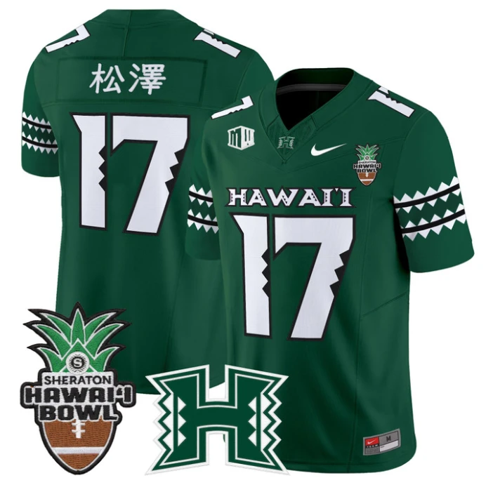 Tokyo Toe Jersey #17 Hawai'i Rainbow Warriors 2025 Hawai'i Bowl Stitched by My Store NCAA Football Jerseys