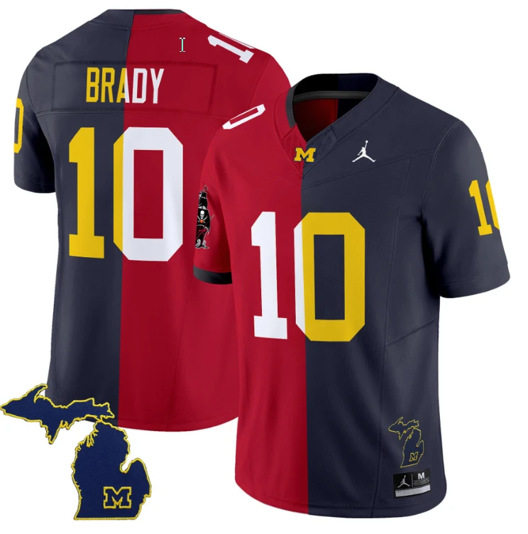 Tom Brady Jersey Buccaneers #10 Michigan Wolverines Split Vapor Limited Football by NCAA Football Jersey