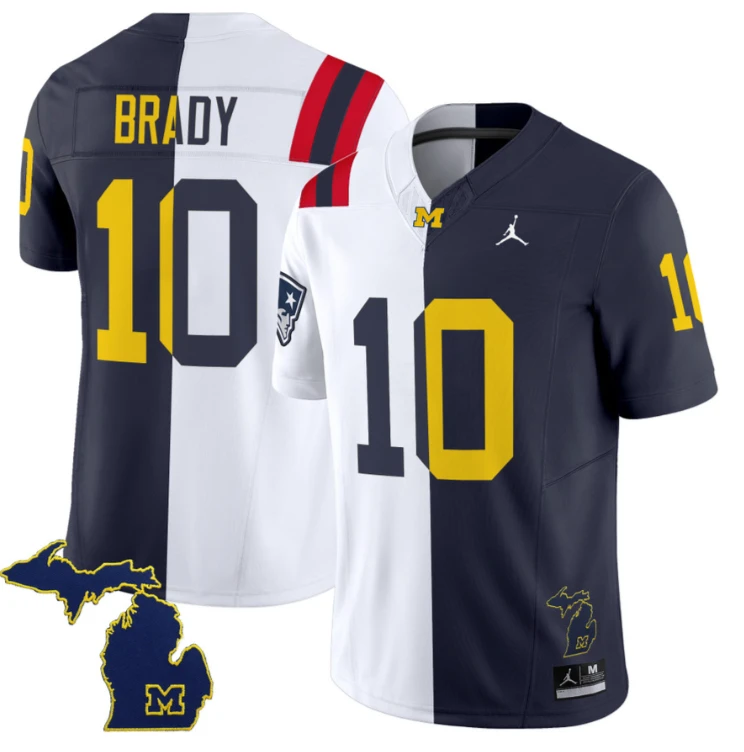 Tom Brady Jersey Patriots #10 Michigan Wolverines Split Vapor Limited Football by NCAA Football Jersey