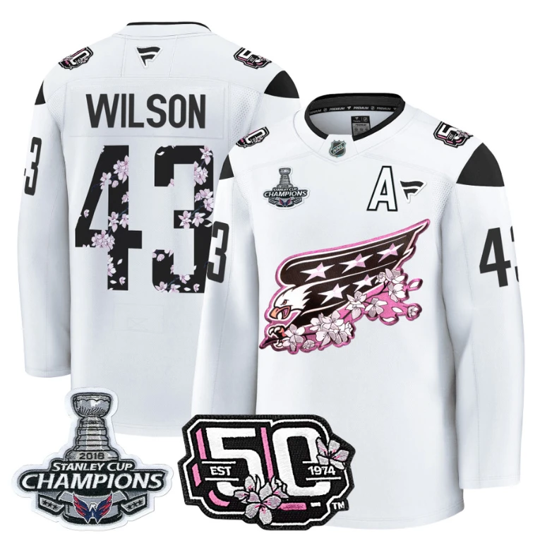 Tom Wilson Jersey #43 Washington Capitals 50th 2018 Stanley Cup Champions Patch Royal (Copy) by Hockey David