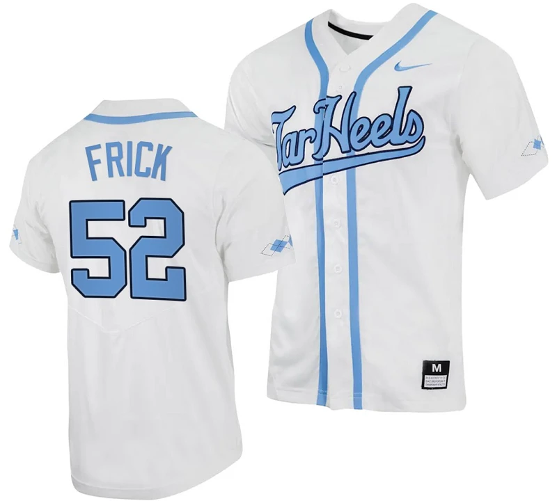 Tomas Frick Jersey #52 North Carolina Tar Heels Baseball White Full-Button by My Store