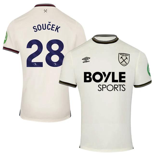 Tomas Soucek #28 West Ham United 2025-26 Away Match Jersey – Cream by Soccer Jersey
