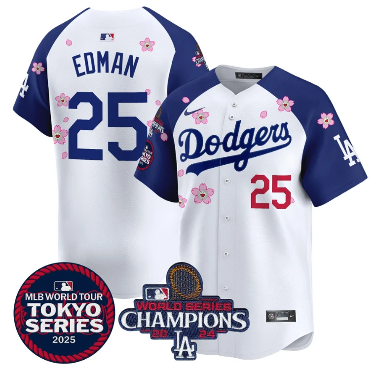 Tommy Edman Jersey #25 Dodgers Tokyo Series 2025 World Series Champions Patch Alternate by My Store