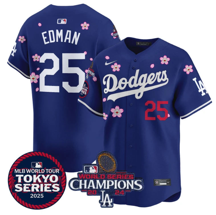 Tommy Edman Jersey #25 Dodgers Tokyo Series 2025 World Series Champions Patch Royal by My Store